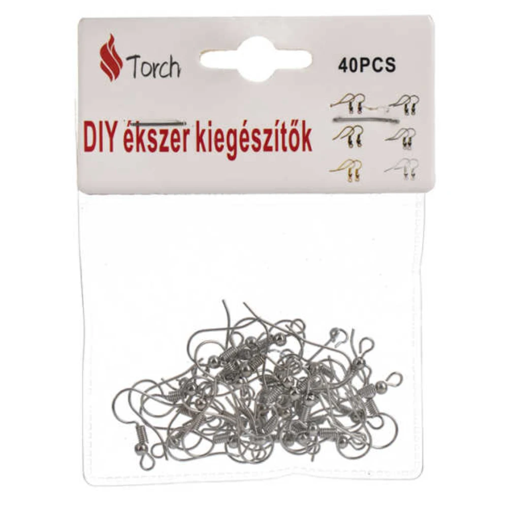 40 db-os fehér PVC fülbevaló horog - DIY ékszerkészítéshez