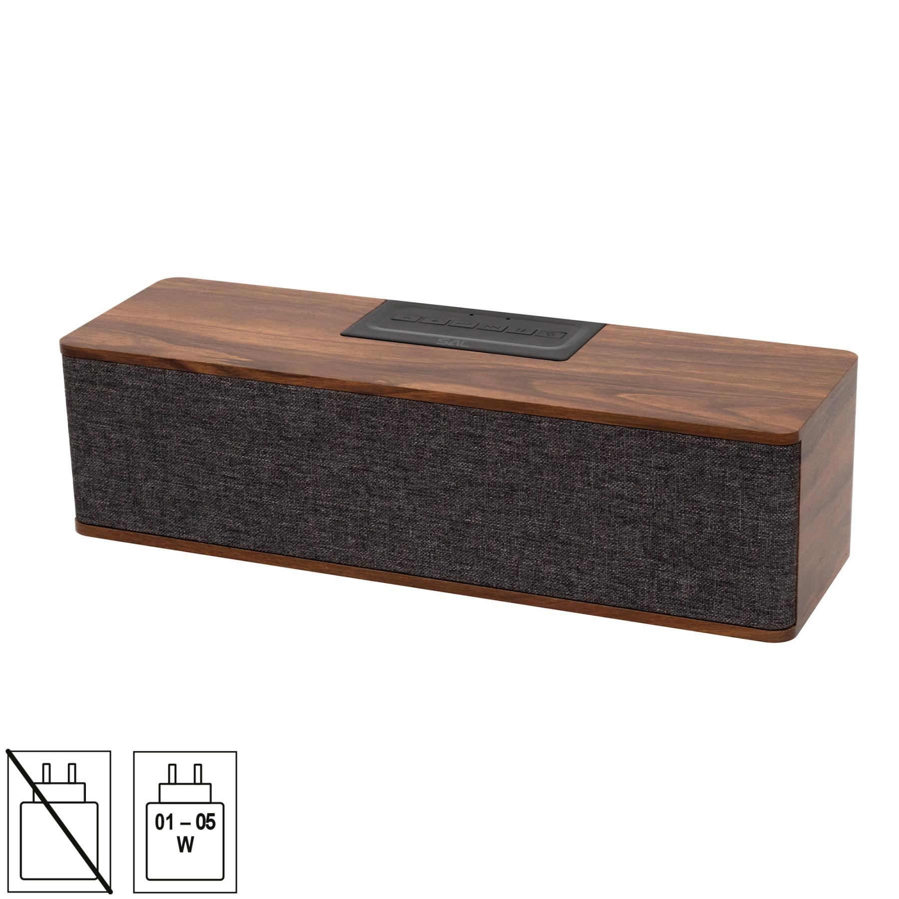 Sztereó retro hangszóró, vezeték nélküli, 2x5W, FM rádió, Bluetooth, beépített akkumulátor