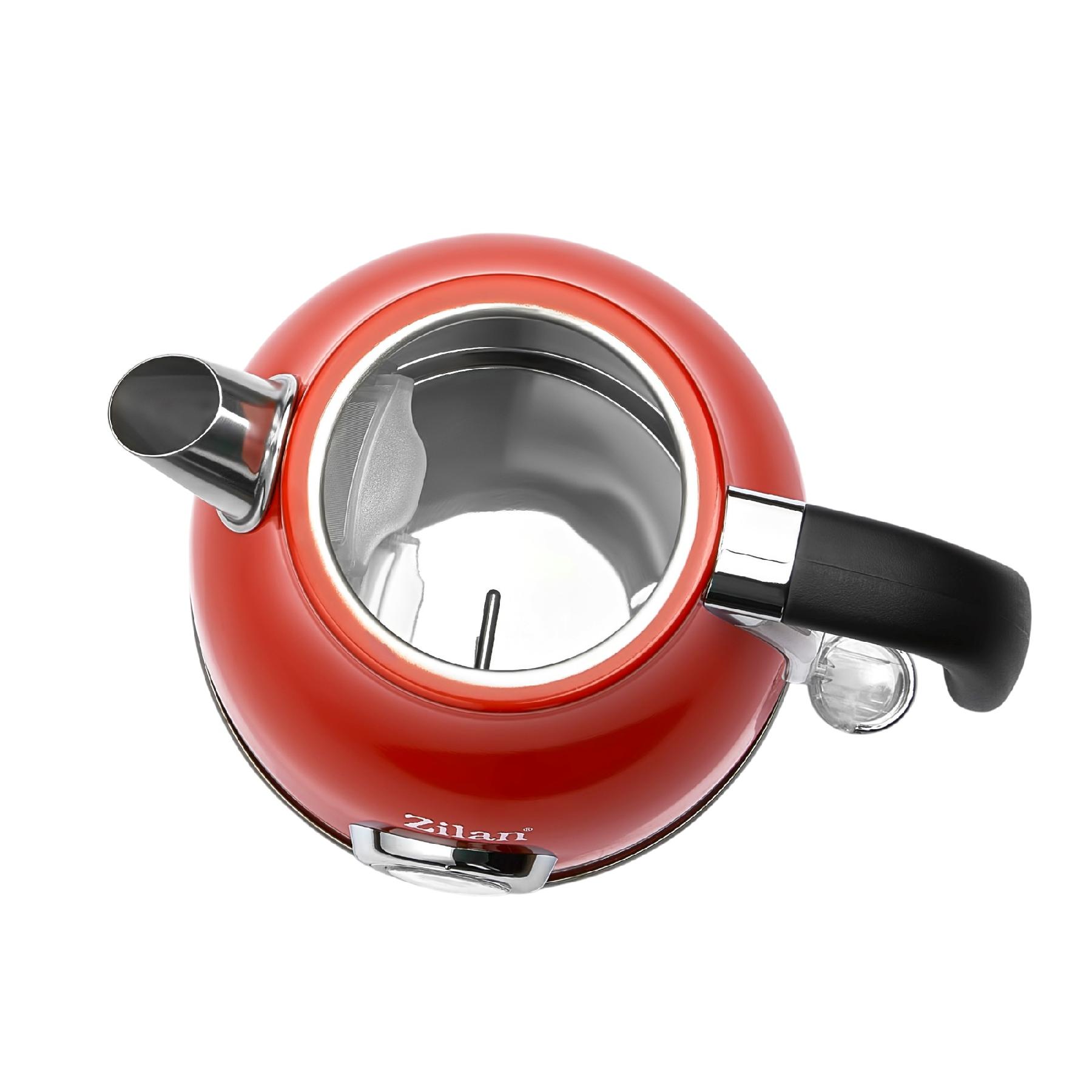 Retró vízforraló, 2200 W, 1,7 liter, hőmérsékletkijelzés, 360°-ban forgatható, piros
