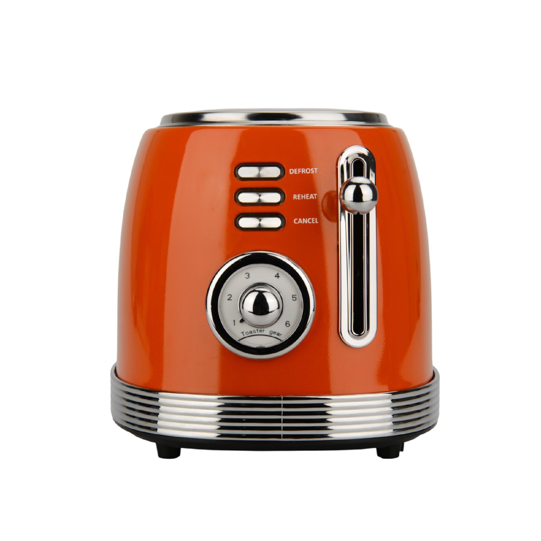 Retró kenyérpirító, 850 W, 6 fokozat, 2 szeletes, STOP funkció, piros