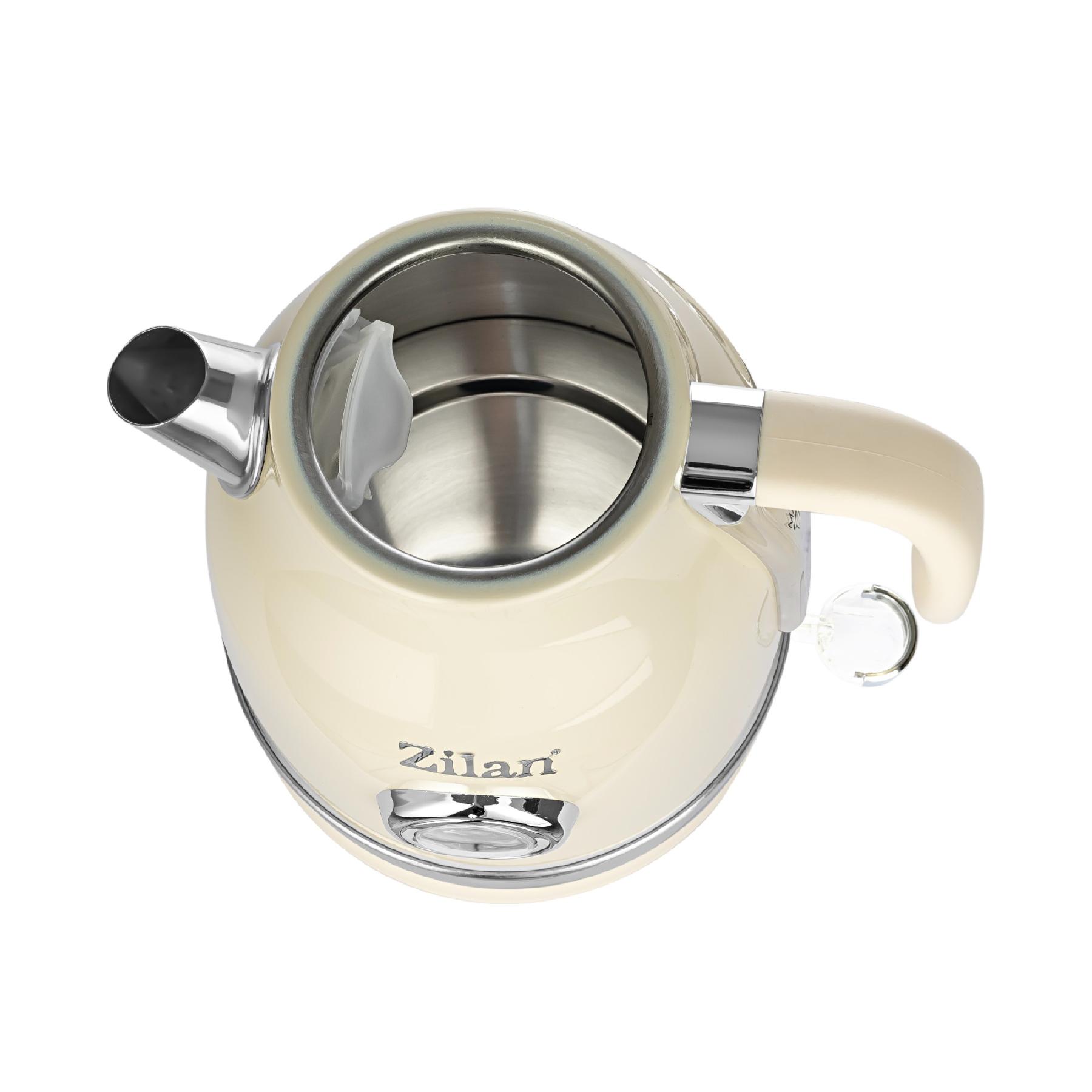 Retró vízforraló, 2200 W, 1,7 literes, hőmérsékletkijelzés, 360°-ban forgatható állvány, fehér