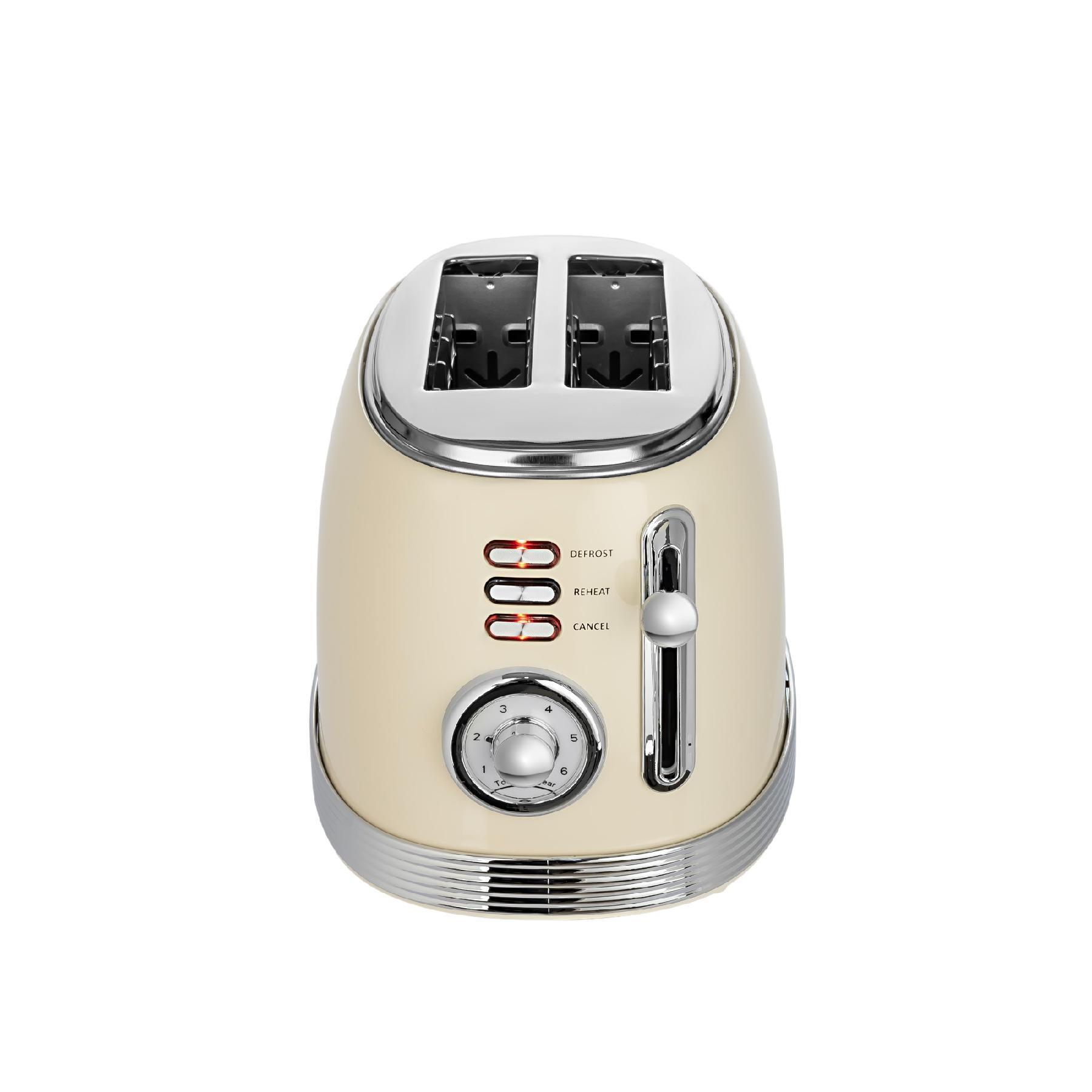 Retró kenyérpirító, 850 W, 6 fokozat, 2 szeletes, STOP funkció, morzsatálca, bézs