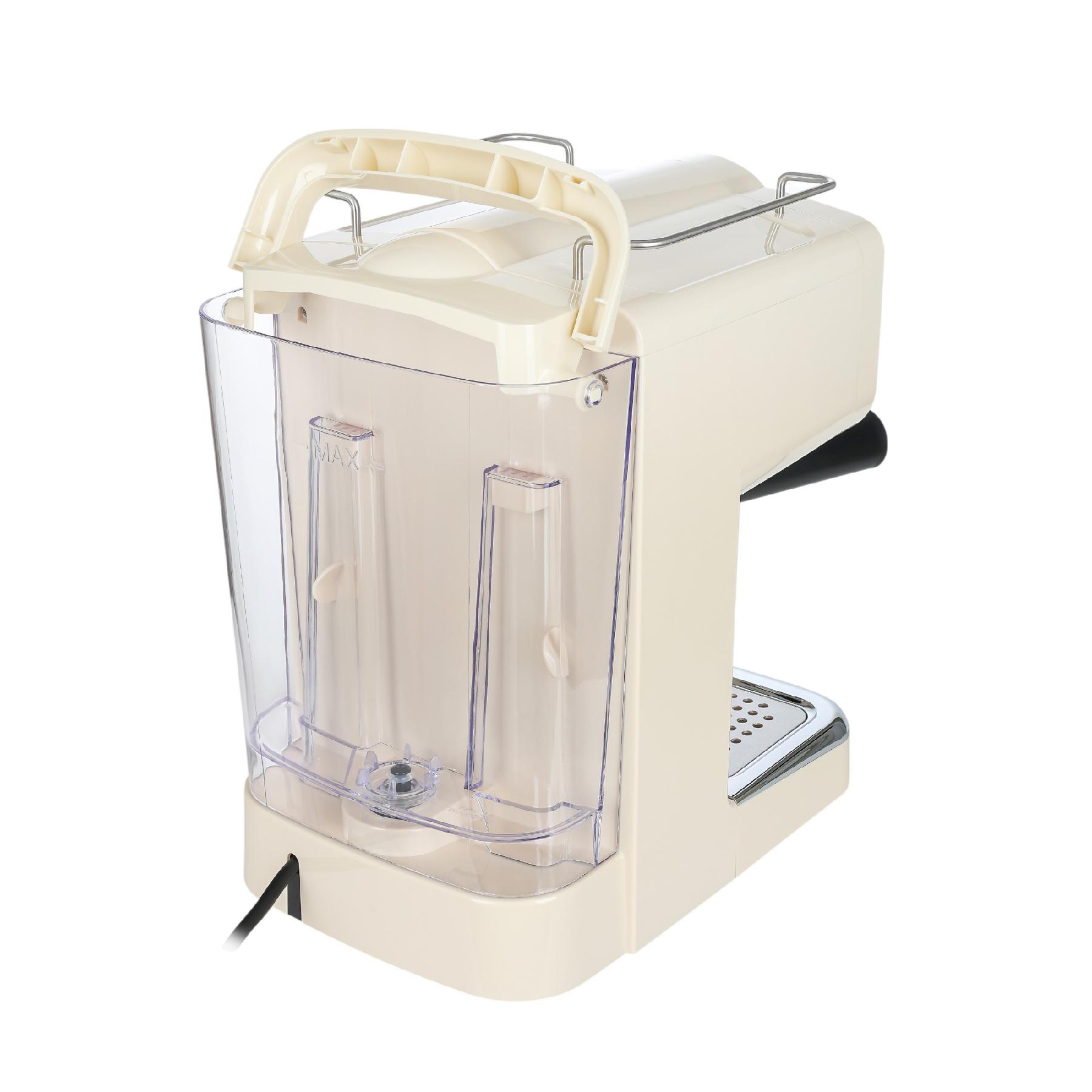 Retró eszpresszó kávéfőző, 1100 W, 15 bar, 1,25 liter kapacitás, tejhabosító, bézs