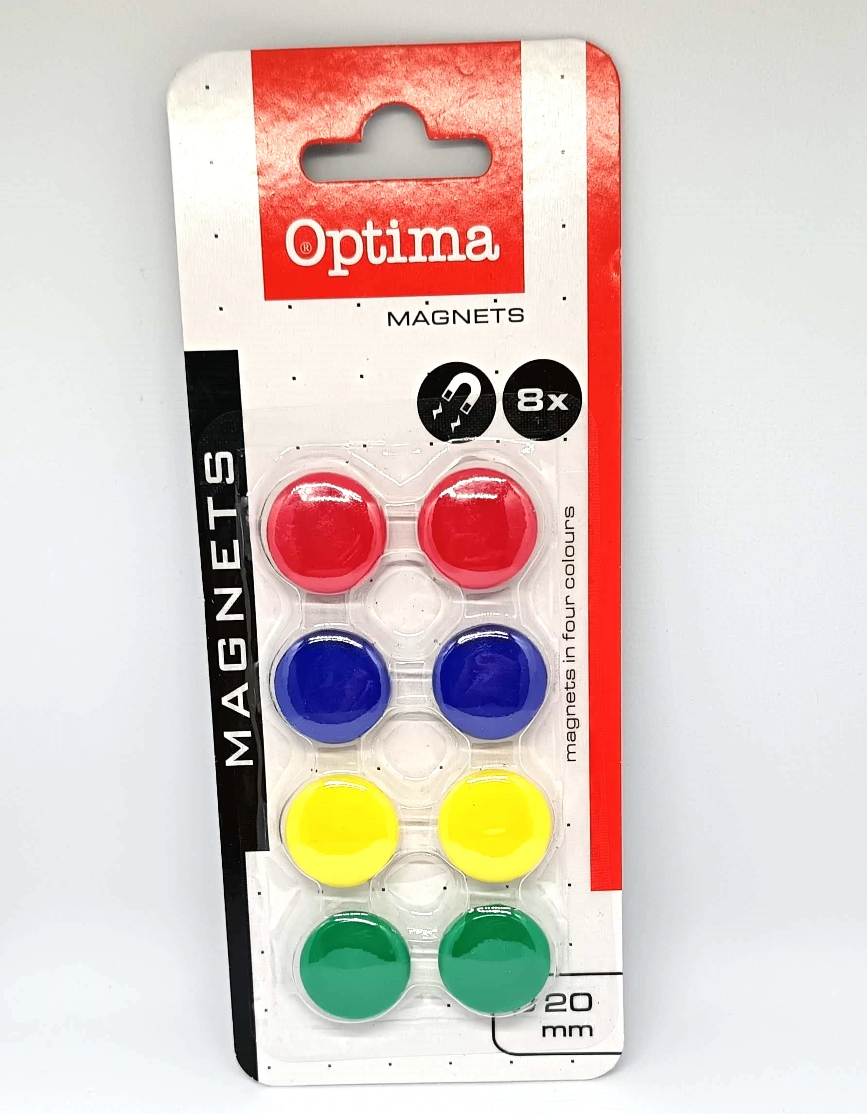 Táblamágnes OPTIMA 20mm 8 darabos vegyes színű