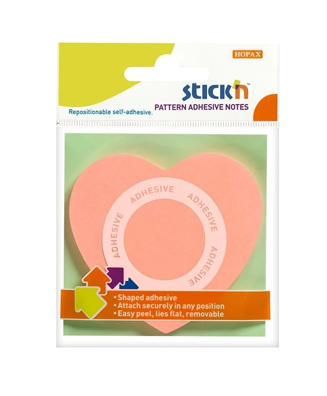 Öntapadós jegyzettömb STICK`N  Szív forma rózsaszín 50 lap