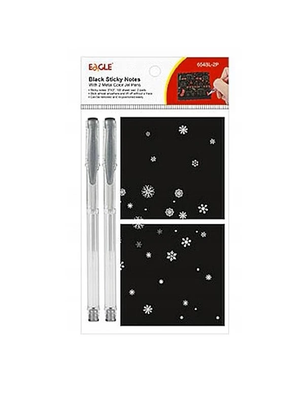 Öntapadós jegyzettömb szett EAGLE 75x75mm fekete 2db öntapadós jegyzettömb 2db ezüst tollal