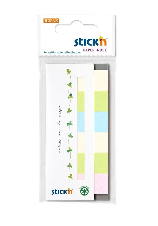 Oldaljelölő STICK`N papír 45x15mm újrahasznosított mix 7x30 lap