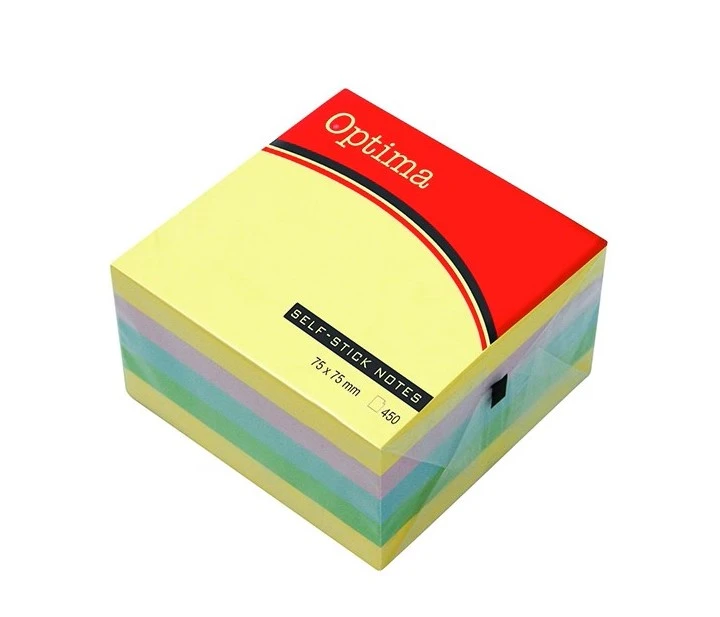 Öntapadós jegyzettömb OPTIMA 75x75mm pasztell 400 lap