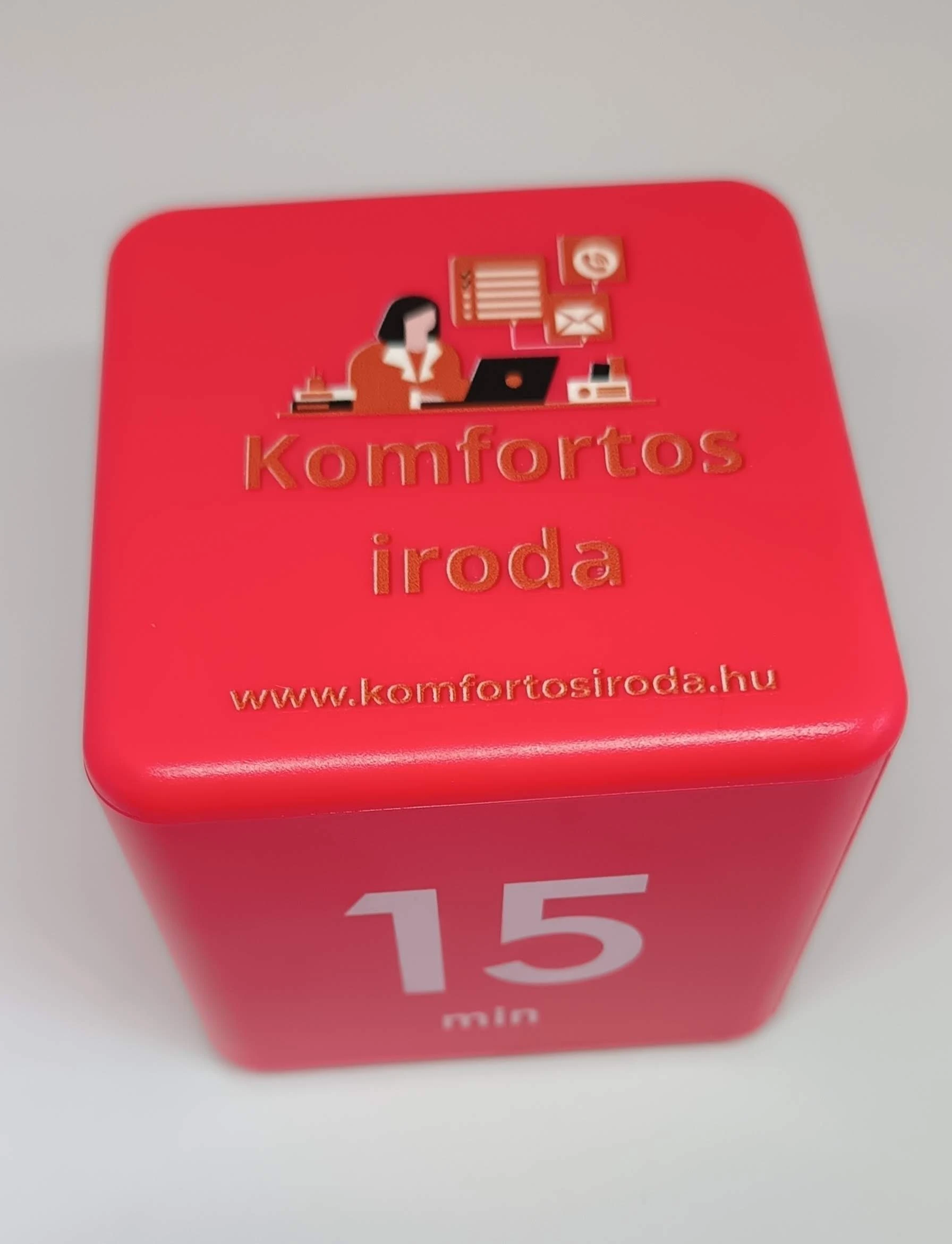 Pomodoro kocka Piros 15-20-30-60 perc időzítés Komfortosiroda logóval