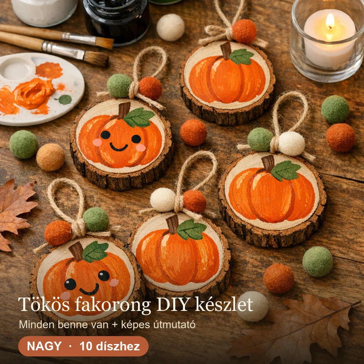 Tökös fakorong DIY készlet