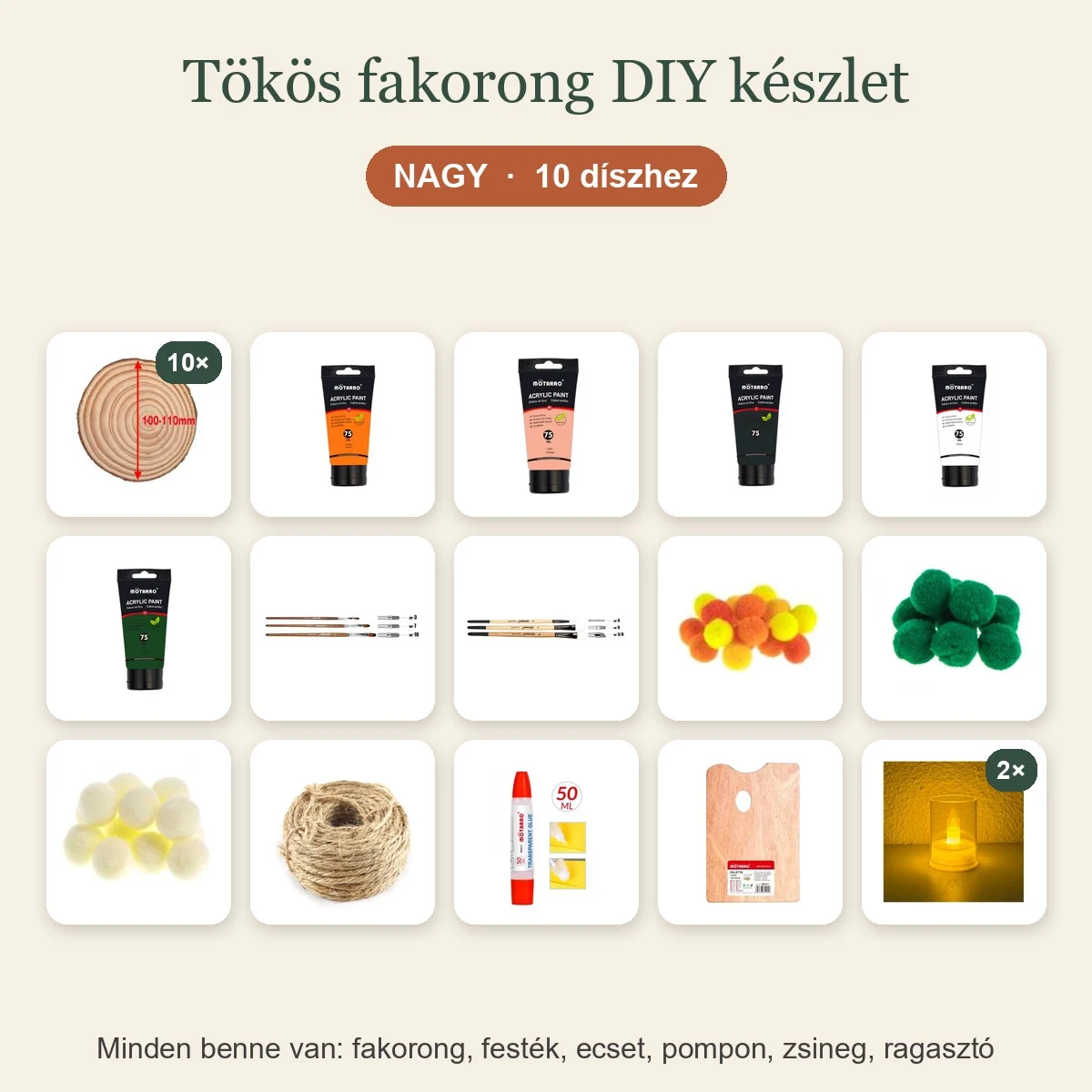 Tökös fakorong DIY készlet
