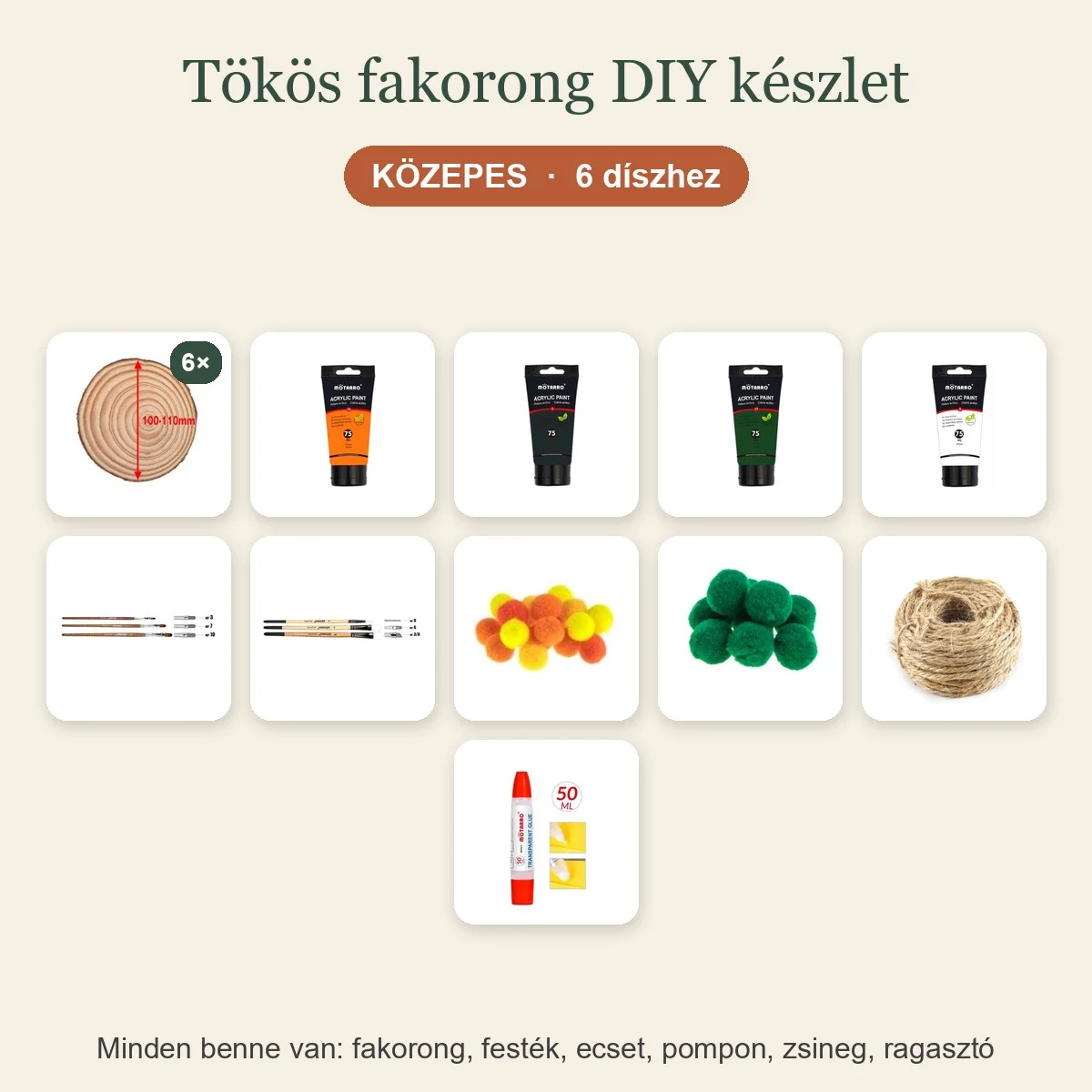 Tökös fakorong DIY készlet
