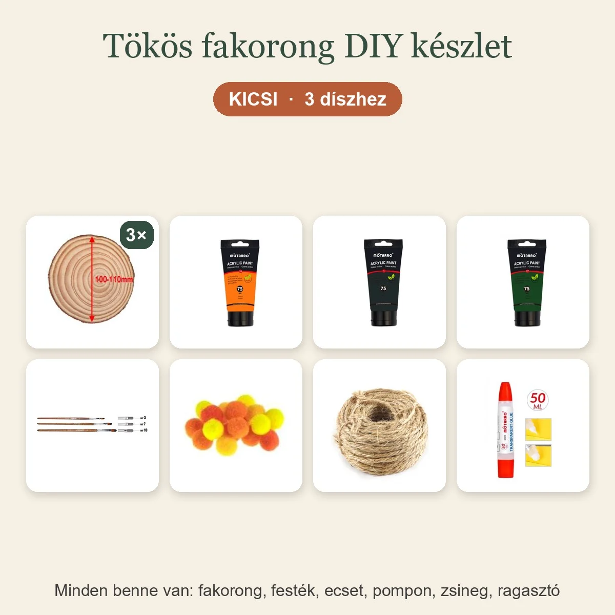 Tökös fakorong DIY készlet