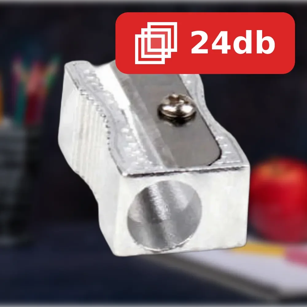 Alumínium ötvözetű egylyukú ceruzahegyező, lapos kivitel csomagos kiszerelés - 24db